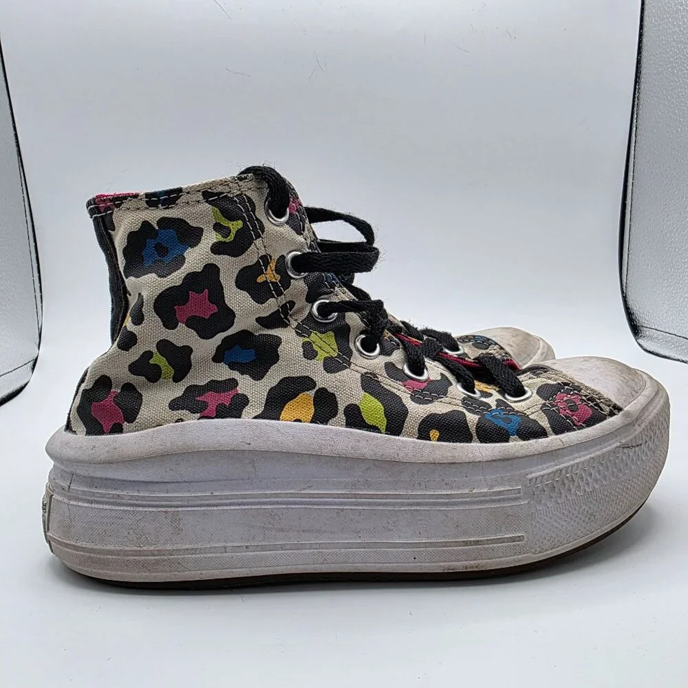 Converse Move Hi Girls Size 2 Egret Prime Pink Black Platform Shoes Walking